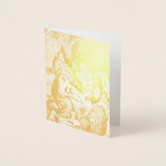 クリスマス図解入りの、写真付きの出生シーン 箔カード (正面)