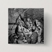 クリスマス図解入りの、写真付きの出生シーン 缶バッジ (正面)