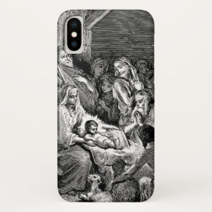 クリスマス図解入りの、写真付きの出生シーン iPhone X ケース