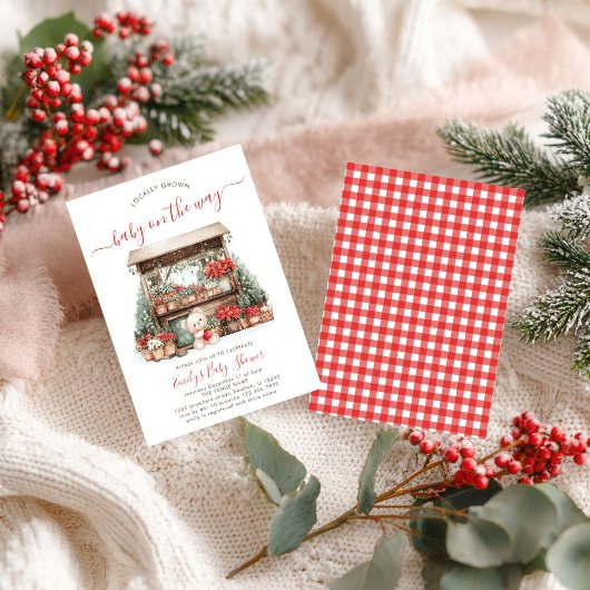 クリスマス地元で栽培された市場の赤ちゃんシャワー 招待状