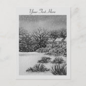 クリスマス地方のコテージ雪のシーンアート シーズンポストカード (正面)