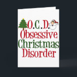 クリスマス執着おもしろい性強迫症クリスマス障害 シーズンカード<br><div class="desc">OCD強迫性クリスマス障害。可愛いおもしろいクリスマスツリーとサンタクロースの付いたクリスマスカー飾ドが言葉にしている。</div>