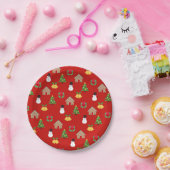 クリスマス壁紙パターン背景ギフト赤 ペーパープレート (パーティー)