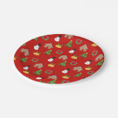 クリスマス壁紙パターン背景ギフト赤 ペーパープレート (アングル)