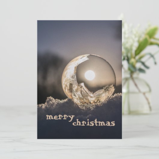 クリスマス夕べ彫刻ガラス玉の月 シーズンカード (スタンド正面)