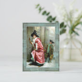 クリスマス夕食のビクトリア時代の人 シーズンポストカード (スタンド正面)