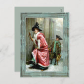 クリスマス夕食のビクトリア時代の人 シーズンポストカード (正面/裏面)