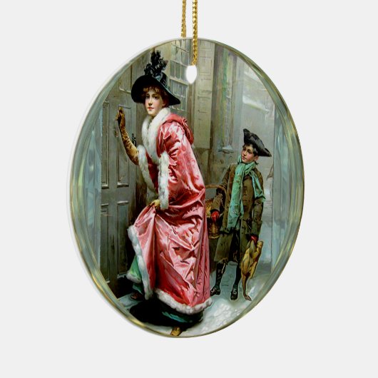 クリスマス夕食のビクトリア時代の人 セラミックオーナメント (右)