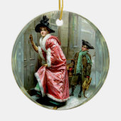 クリスマス夕食のビクトリア時代の人 セラミックオーナメント (正面)