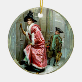 クリスマス夕食のビクトリア時代の人 セラミックオーナメント