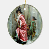 クリスマス夕食のビクトリア時代の人 セラミックオーナメント (左)