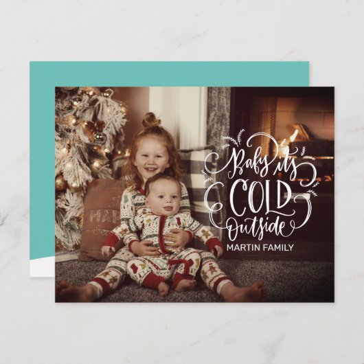 クリスマス外の冷たいラウンドクラシックステッカー ノートカード (正面/裏面)