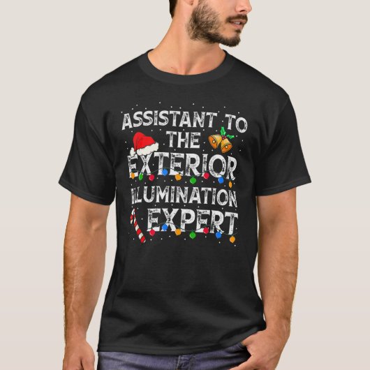 クリスマス外部照明専門家Sanのアシスタント Tシャツ (正面)