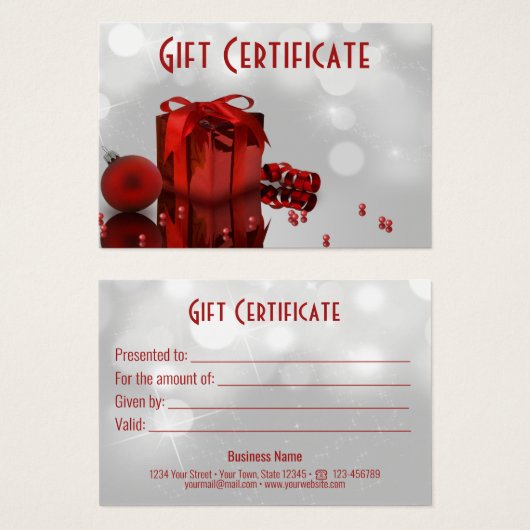 クリスマス大切プレゼントプロフェッショナルギフトカード (正面&裏面)