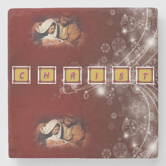 クリスマス大理石コースター、イエスキリスト ストーンコースター (正面)