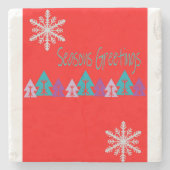 クリスマス大理石コースター、季節の挨拶 ストーンコースター (正面)