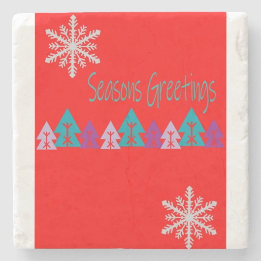 クリスマス大理石コースター、季節の挨拶 ストーンコースター (正面)