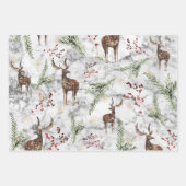 クリスマス大理石トナカイ装飾クリスマスパターン ラッピングペーパーシート (正面3)