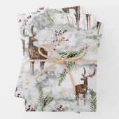 クリスマス大理石トナカイ装飾クリスマスパターン ラッピングペーパーシート (インサイチュ)