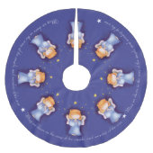 クリスマス天使の女の祈子の青いクリスマス ブラッシュドポリエステルツリースカート (正面)