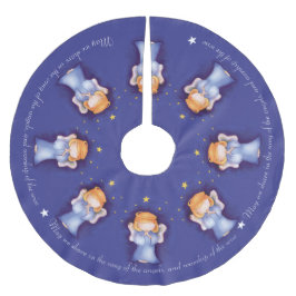 クリスマス天使の女の祈子の青いクリスマス ブラッシュドポリエステルツリースカート