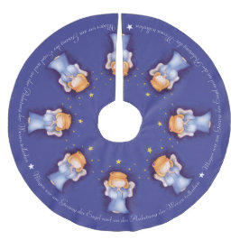 クリスマス天使の祈女の子ドイツの青い水色 ブラッシュドポリエステルツリースカート