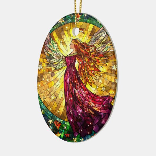 クリスマス天使ステンドグラスの外観 セラミックオーナメント (左)