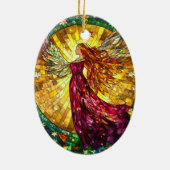 クリスマス天使ステンドグラスの外観 セラミックオーナメント (裏面)