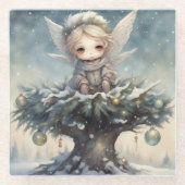 クリスマス天使 ガラスコースター (正面)