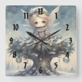 クリスマス天使 スクエア壁時計 (正面)