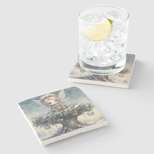 クリスマス天使 ストーンコースター (横)