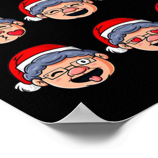 クリスマス夫人クロース顔おもしろい少年少女キッズクリスマス ポスター (角)