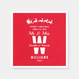 クリスマス夫妻の顔面蒼白モノグラム スタンダードカクテルナプキン