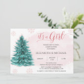 クリスマス女の子ベビーシャワーパーティの招待状 招待状 (スタンド正面)