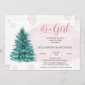 クリスマス女の子ベビーシャワーパーティの招待状 招待状 (正面/裏面)