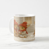 クリスマス好きのためのコージーな鹿のマグ コーヒーマグカップ (正面左)