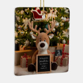 クリスマス妊娠のお知らせかわいいトナカイ セラミックオーナメント (右)