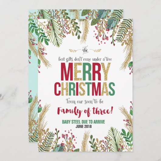 クリスマス妊娠のお知らせクリスマスカード シーズンカード (正面/裏面)