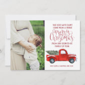 クリスマス妊娠のお知らせ – ヴィンテージトラック シーズンカード (正面)