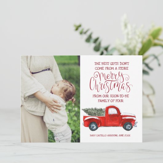 クリスマス妊娠のお知らせ – ヴィンテージトラック シーズンカード (スタンド正面)