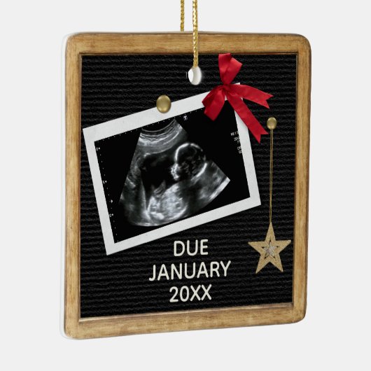 クリスマス妊娠の発表ペッグの手紙ボード セラミックオーナメント (右)