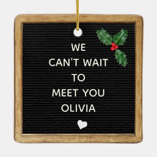 クリスマス妊娠の発表ペッグの手紙ボード セラミックオーナメント (裏面)