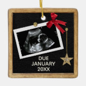 クリスマス妊娠の発表ペッグの手紙ボード セラミックオーナメント (正面)