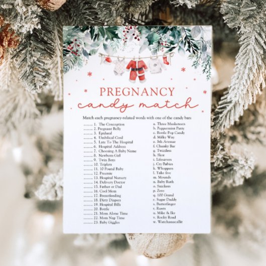 クリスマス妊娠キャンディマッチ赤ちゃんシャワーゲーム 招待状