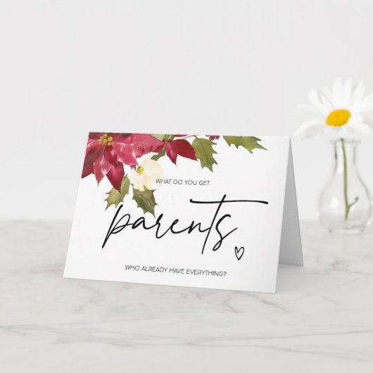 クリスマス妊娠ベビーが両親に明らかになる カード (小さな植物)