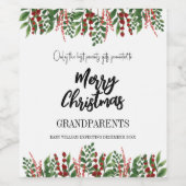 クリスマス妊娠ベビー告知グランドペアレント ワインラベル (シングルラベル)