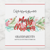 クリスマス妊娠ベビー告知グランドペアレント ワインラベル (シングルラベル)