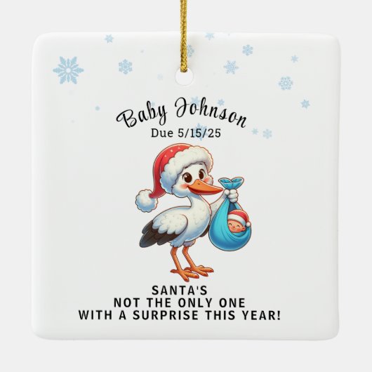 クリスマス妊娠リビールおもしろい発表 セラミックオーナメント (裏面)