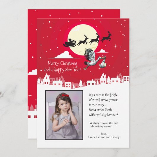 クリスマス妊娠写真ホリデーカード シーズンカード (正面/裏面)