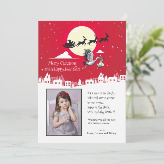 クリスマス妊娠写真ホリデーカード シーズンカード (スタンド正面)